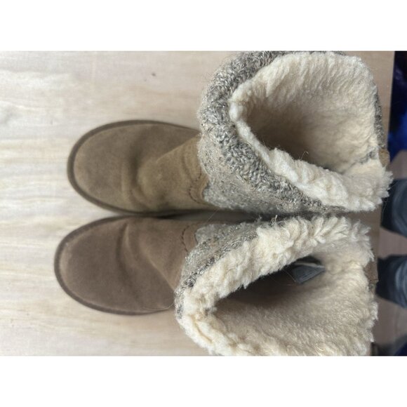 Bearpaw Ankle Boots Women’s Size 8 Cow Suede Wool Blend Lining Brown Knit - Picture 5 of 9